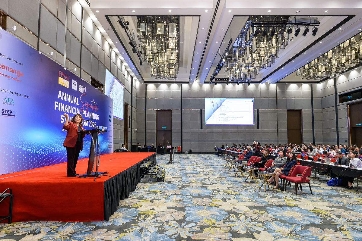 Farah Deba addressing wealth management professionals at the FPAM Financial Planning Symposium 2026, M World Hotel, Petaling Jaya
